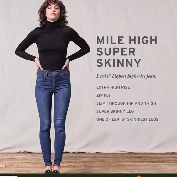 LEVI'S PREMIUM MILE HIGH SUPER SKINNY JEANS - Picture 1 of 10